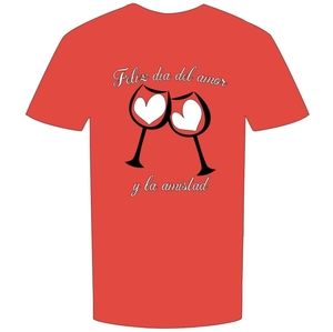 Red T-shirt Feliz día del amor y la amistad, unisex. Saint Valentine